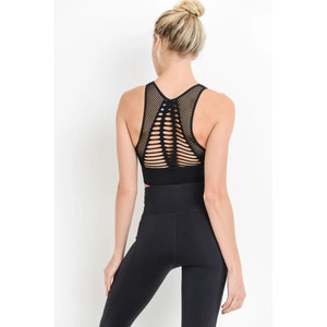 สปอร์ตบราแบบไร้ตะเข็บสีดำ AWAKEN ตัดด้วยเลเซอร์ ผลิตตามสั่ง ขายส่งแบบกำหนดเองได้ - Product Image 5