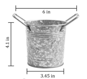 Galvanized Flower Plant Pots with Handles 4 inch Set of 3 Decorative Small Metal Bucket Planters for <b>Table</b> Centre - Product Image 2