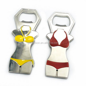 Ouvre-bouteille de bière en alliage de zinc émaillé avec motif Union Jack britannique, bikini rose fantaisie, souvenir sexy pour <span class=keywords><strong>femme</strong></span> - Product Image 2