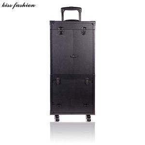 Station de maquillage éclairée, <span class=keywords><strong>valise</strong></span> de voyage grande taille pour maquillage et beauté, miroir en aluminium éclairé, <span class=keywords><strong>valise</strong></span> à roulettes professionnelle - Product Image 4