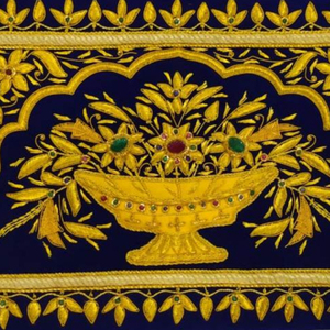 Hecho a mano de algodón de lujo colgante de pared bordado Zari vidrio resina forma rectangular instalación autoadhesiva para regalos de decoración del hogar - Product Image 6