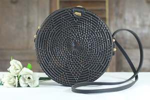 Vietnam naturel hexagone rond en osier rotin sac tissé paille sac à bandoulière été sac bohème bandoulière sac à main cadeaux en gros - Product Image 4