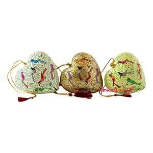 มือวาดตกแต่งคริสต์มาสตกแต่งเครื่องประดับหัวใจไม้ในหลายสีตกแต่งคริสต์มาส - Product Image 1