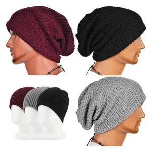 Unisex Fashion Men's Knit Baggy Beanie Winter Hat Ski Slouchy Chic Knitted hat Wool Beanie Elastic Hat for Men - Product Image 5