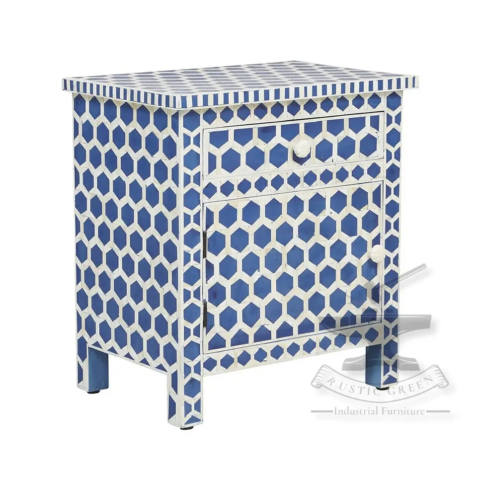 Tragbare Blau Knochen & Inlay Sideboard