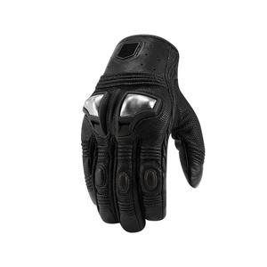 Guante de motocicleta transpirable de cuero Pu negro con pantalla táctil de dedo completo para hombre, guantes de Motocross para montar a caballo - Product Image 1