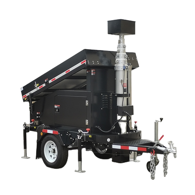 Wifi 4G  Digital Camera On Telescopic Mast Mobile Surveillance Solar Trailer Outdoor Public Security