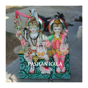 Beautiful Multicolor Marble Shiv Parvati Statue - Product Image 1