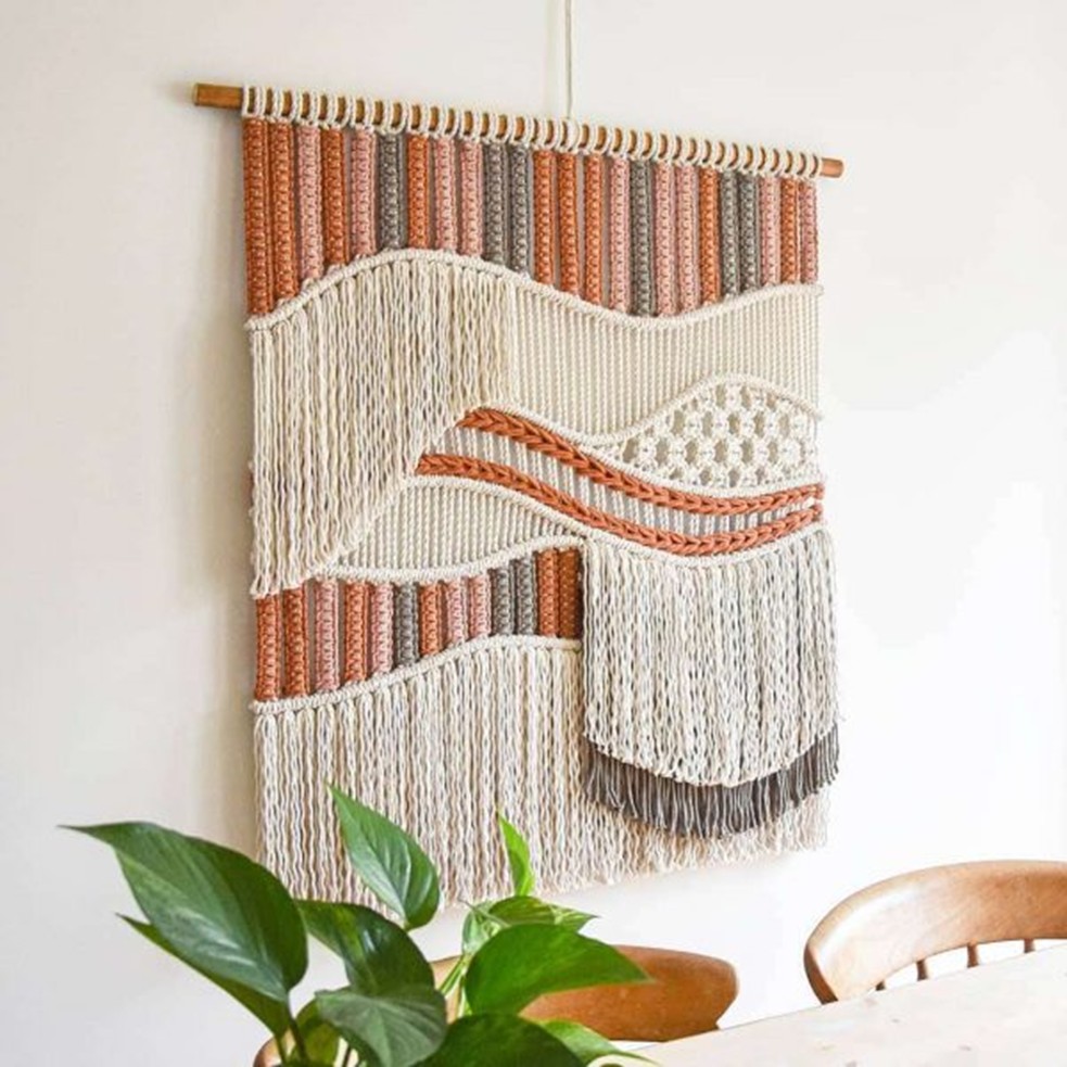 Cuerda de algodón bohemio macramé colgante de pared hecho a mano macramé nórdico decoración del hogar bohemio Vintage cortina borlas tapiz teñido