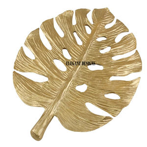 Bandeja de servir de hoja de Metal dorado creativo, Plato decorativo clásico de lujo, plato de servir de gran oferta al por mayor - Product Image 4