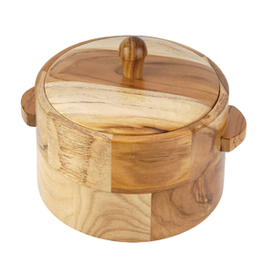 กล่องชาปาติทำจากไม้พร้อมฝาโลหะสีทองเครื่องครัวรับประทานอาหาร - Product Image 3