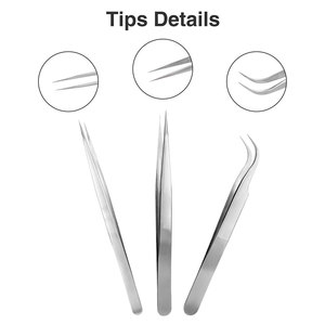 Pakistan Manufactured Stainless Steel Eyelash Tweezer <b>Kit</b> with Custom Logo & Size Options Fine & Perfect Grip Durable & Reusable - Product Image 4