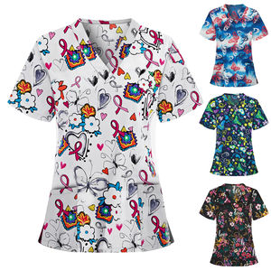 Uniforme de enfermera para mujer, blusa de trabajo, uniforme de enfermera, Tops de manga corta con cuello en V - Product Image 6