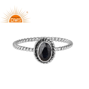 Bague Vintage en argent Sterling 925 et saphir bleu, anneau pour fabrication de bijoux, pierre précieuse - Product Image 1