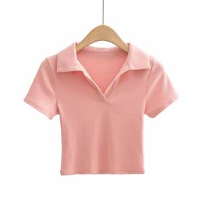 Polos de Golf respirants pour femmes, T-shirt uni 100% en coton, Logo personnalisé, à la mode, 2021 - Product Image 3