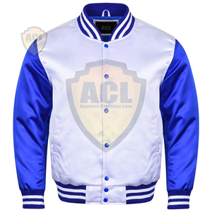 Satén 100% unisex chaqueta varsity dos color cómodo Etiqueta Privada Venta caliente equipo universitario de béisbol simple chaqueta - Product Image 1