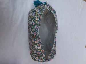 กระเป๋าผ้าคอตตอนบุผ้าพิมพ์ลายบล็อกพร้อมฝาปิดมีซิปกระเป๋าเครื่องแป้งกระเป๋าเดินทางชายหาดอุปกรณ์เสริมสำหรับผู้หญิง - Product Image 5