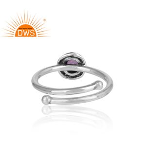 Naturel Améthyste Pierres Précieuses Bague Enveloppé 925 Empilable En Argent Sterling Bague Pour Toutes Les Tailles Fabricant De Bijoux - Product Image 4
