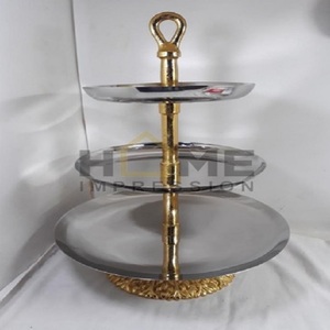 Classical Designer 2 <b>Tier</b> Wooden & Marble Mix Metal Rod Designer <b>Cake</b> Stand Weeding Party for Indian Manufacturer and Suppliers - Product Image 3