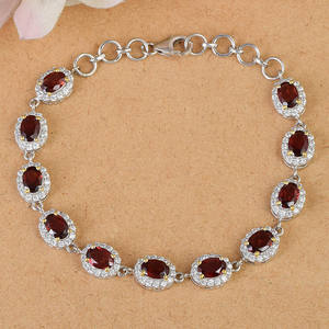 Cubic Zircon Garnet Stone <b>Bracelet</b> S925 Sterling <b>Silver</b> Gold Vintage <b>Bangle</b> Natural Birthstone Wholesale Lowest Price Jewellery - Product Image 3