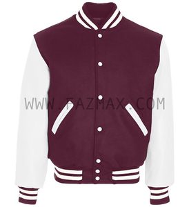 Chaqueta de equipo universitario para hombre y mujer, chaqueta masculina Unisex con manga de cuero genuino, mezcla de lana - Product Image 6