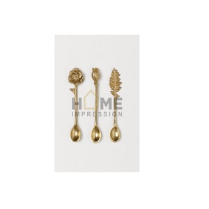 Juego de cubiertos de Diseño Estándar de flores de Latón chapado en oro, juego de cubiertos de Metal para eventos de boda de lujo, juego de cubiertos para Cocina - Product Image 1