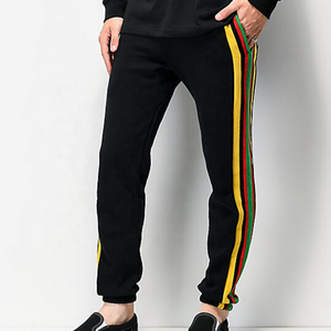 Venta caliente pantalones de chándal de algodón negro para hombres Casual Jogging cordón impreso patrón de rayas decoración de bolsillo de invierno de talla grande - Product Image 1