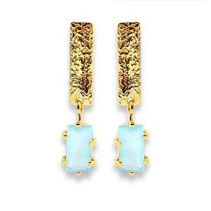 Calcedonia Aqua de piedras preciosas de plata esterlina 925 Chapado en plata joyería pendiente - Product Image 1