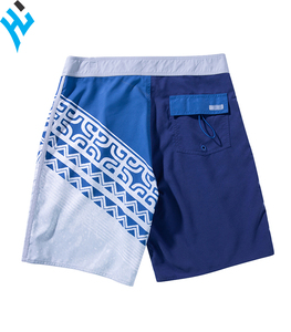 Shorts de plage pour hommes, à couleur contrastée, impression numérique, uni, teinture, poche, personnalisé, séchage rapide, été, 2020 - Product Image 5