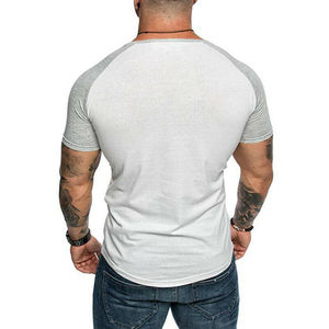 T-shirt manches courtes pour hommes, couleur unie, Slim, pour la musculation, avec impression personnalisée - Product Image 3