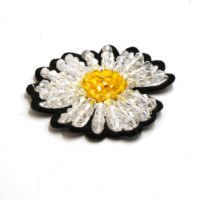 Patchs brodés faits main avec des fleurs et des perles pour vêtements, DIY, strass, paillettes, à coudre/à repasser, applique
