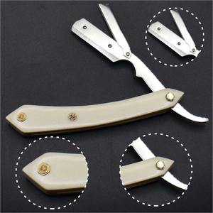 มีดโกนหนวดตรงพับได้,มีดโกนพร้อมด้ามจับทำจากไม้สำหรับช่างตัดผมใบมีดโกนสีดำ - Product Image 3