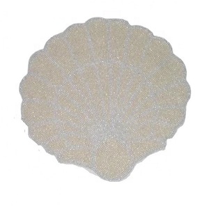 Posavasos de té con cuentas de vidrio blanco, la mejor calidad, forma de concha, colocación disponible en diferentes patrones, decoración de la cocina del hogar - Product Image 1