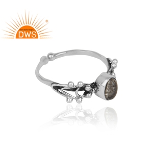 Anillo de piedras preciosas de rutilo negro Natural, joyería de diseño al por mayor, Sortija de plata de ley 925 oxidada, proveedor de joyería - Product Image 2