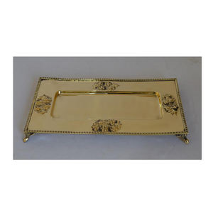 Premium Vantage Modern Luxury New Designer Fancy <b>Rectangle</b> Brass Tray Designer Border <b>Mirror</b> Polish High Quality Serving Tray - Product Image 1