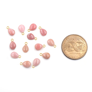 Pink <b>Opal</b> Pear Shape Sterling Silver 10 To 12 MM With Bail Gold plated Pendant - Product Image 2