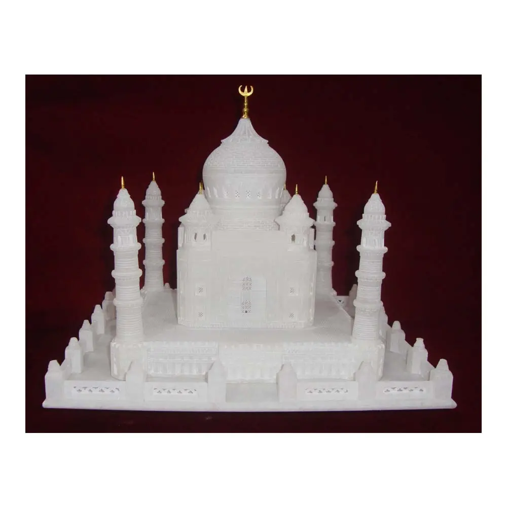 Mooie Witte Marmer Graveren Ontwerp Taj Mahal Model Voor Decoratie