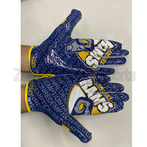 Gants de football américain de haute qualité en cuir de qualité supérieure sans silicone produit de sport de qualité brillante - Product Image 6