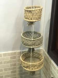 Cestas de algodón Natural para colgar plantas, cuerda decorativa tejida a mano, respetuosas con el medio ambiente, con cuerda colgante larga - Product Image 5