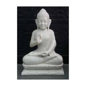 Estatua de mármol de Makrana, estatua de Buda Idol, color blanco - Product Image 1