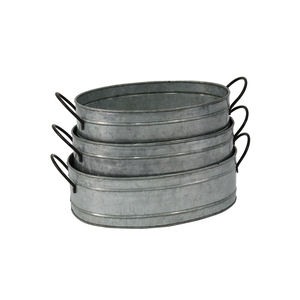 Maceta de flores en forma de rectángulo con soporte Artículos para el hogar Diseño de tendencia superior Juego de calidad superior de 2 macetas galvanizadas para patio trasero - Product Image 3