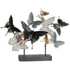 Sculptures en métal argenté feuille fantaisie Sculptures décoratives faites à la main avec Base en bois Fournitures de table faites à la main - Product Image 6