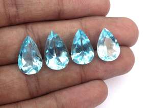 Piedras preciosas naturales de Topacio Azul, 4 unidades por lote, piedra tallada en forma de pera, joyería DIY - Product Image 4