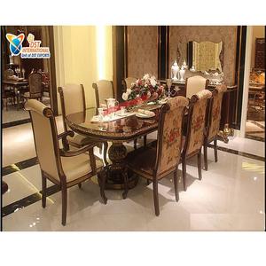 Ensemble de table à manger en teck moderne avec finition brillante, taille personnalisable, couleur personnalisée - Product Image 1