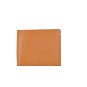 Penjualan Terbaik trendi Logo kustom dompet kulit warna unta dompet kulit asli tekstur penuh dompet pendek pria