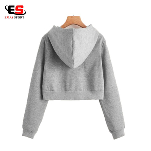 Wholesale Women's Winter Hooded Crop Top <b>Hoodies</b> 2021 Custom Zip-Up <b>Comfy</b> Fleece Pullover Set - Product Image 4