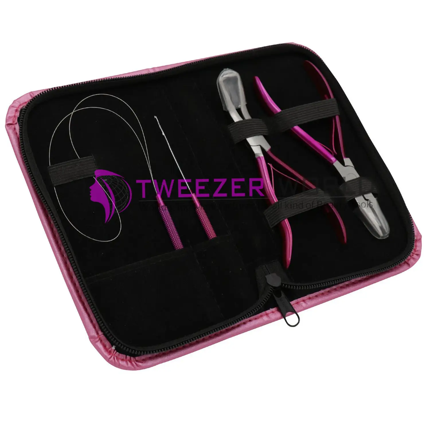 Best Quality Metallic Pink Stainless Steel Hair Extension Tools Pliers Set Hair Pliers Hair Extension Plier Set