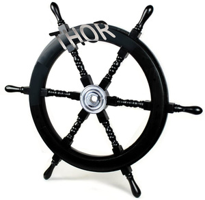 เรือไม้ทางทะเลพวงมาลัยเรือ24นิ้วทำมือตกแต่งผนังทำด้วยมือ - Product Image 1