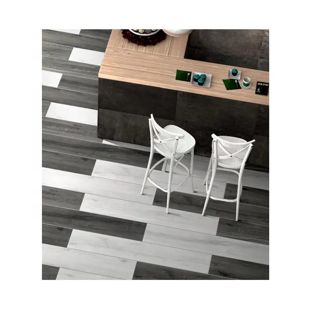 Qualidade de Exportação Sala Completa Polido Vidrados branco preto 200*1200mm Porcelana Madeira prancha olhar piso Telha