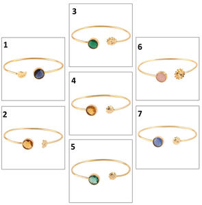 Boho Style 10mm Briolette Cut Apatite <b>Quartz</b> Adjustable Bangle <b>Bracelet</b> Gold/Silver Plated Flower Design Top Diamond Wedding - Product Image 2